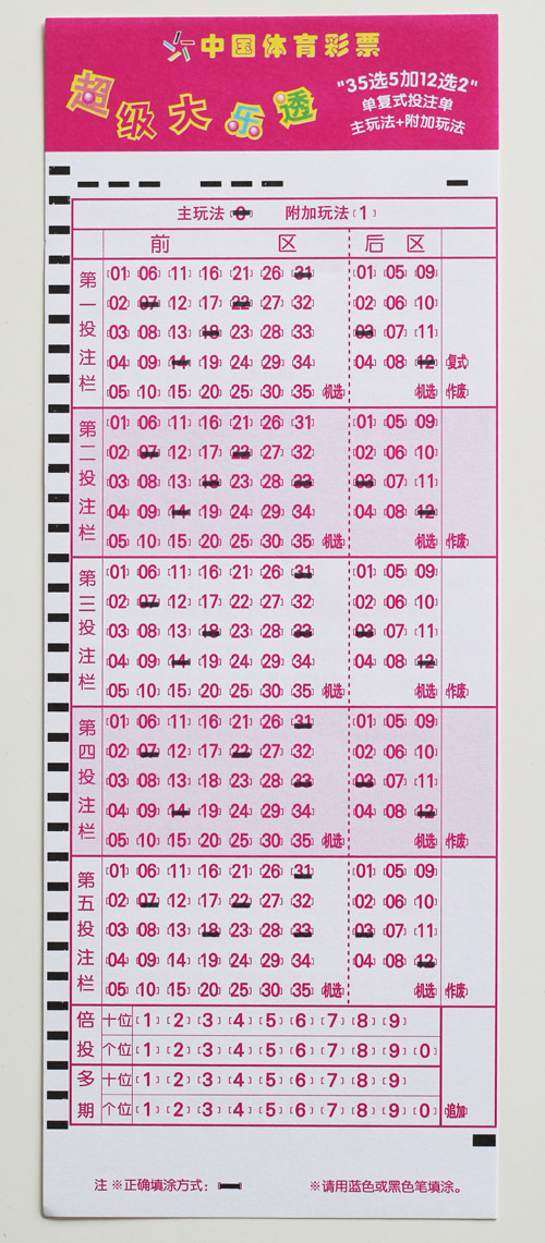 大乐透投注单软件打印效果